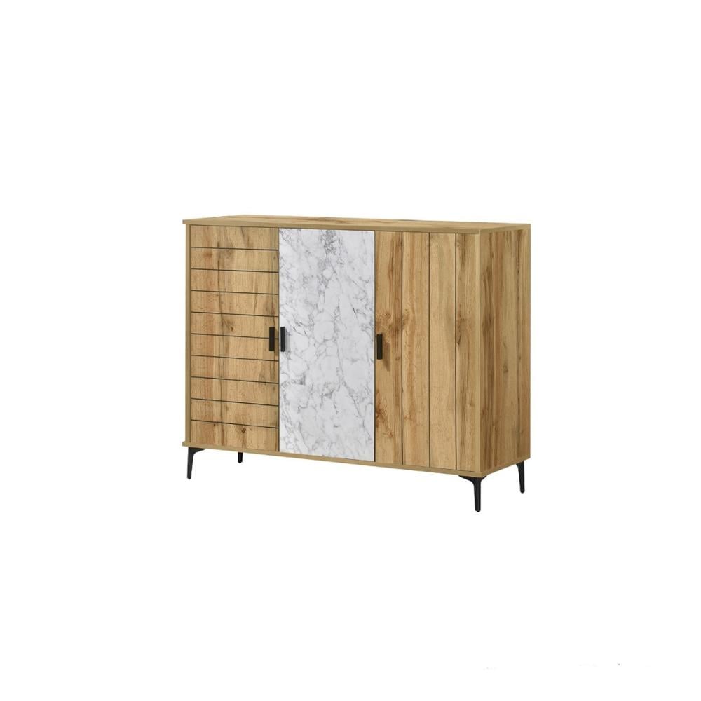 دولاب أحذية خشب ماليزي 3 درفات 4 ادوار - بيج وأبيض رخامي