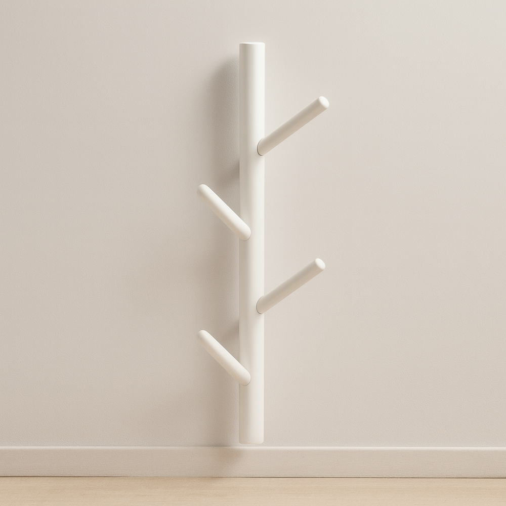 علاقة ملابس جدارية باللون الأبيض