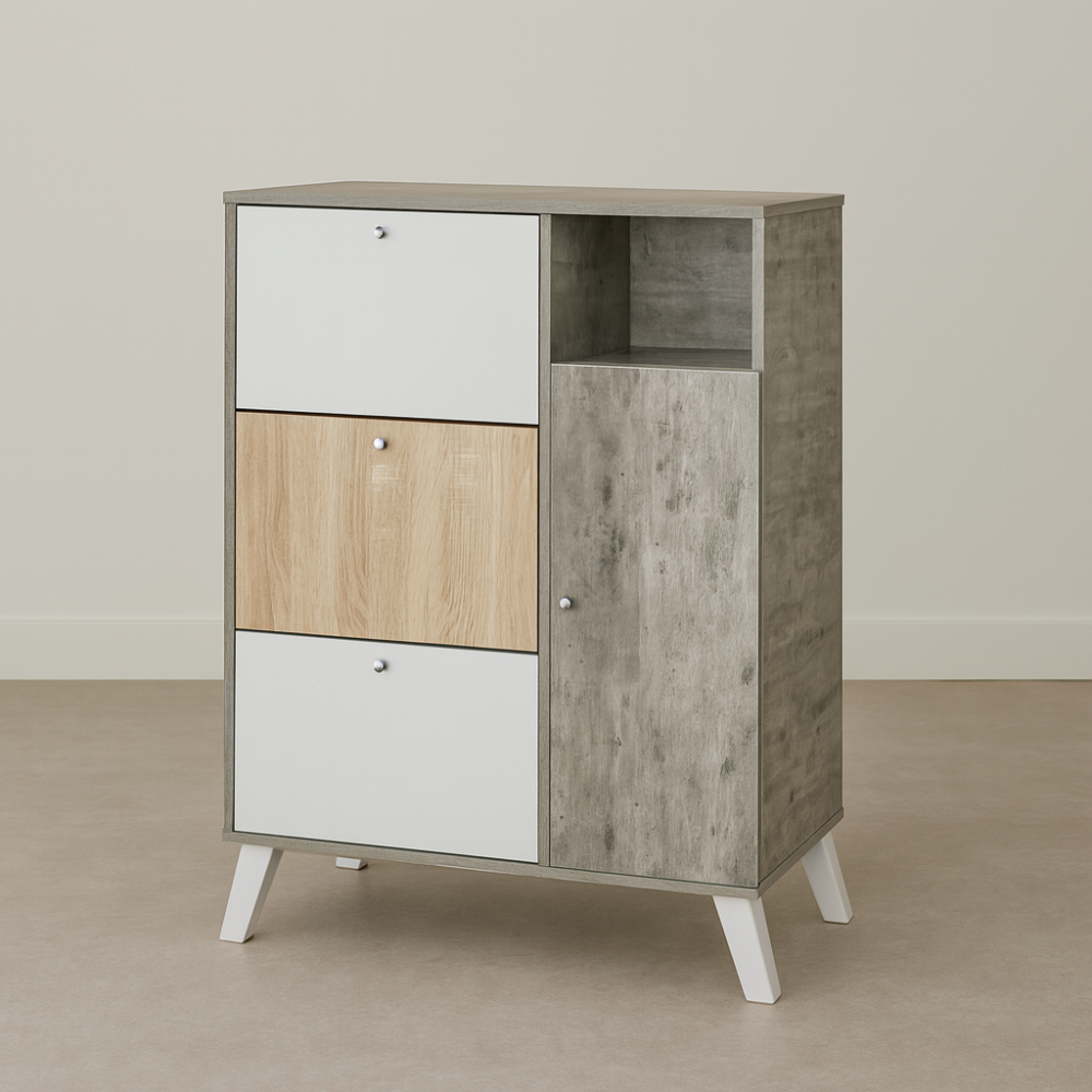 دولاب أحذية لون رصاصي - أبيض