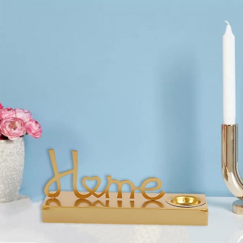 مبخرة ديكور فاخرة مع عبارة ( Home ) ذهبي-L04-01