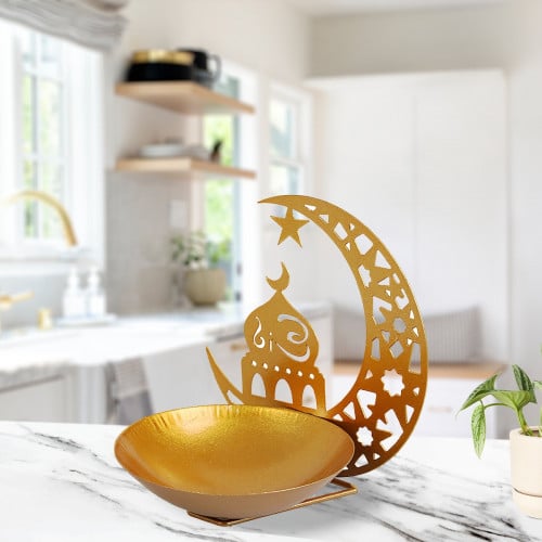 صحون ذهبية للتقديم بتصميم هلال رمضاني-G-K-04-01