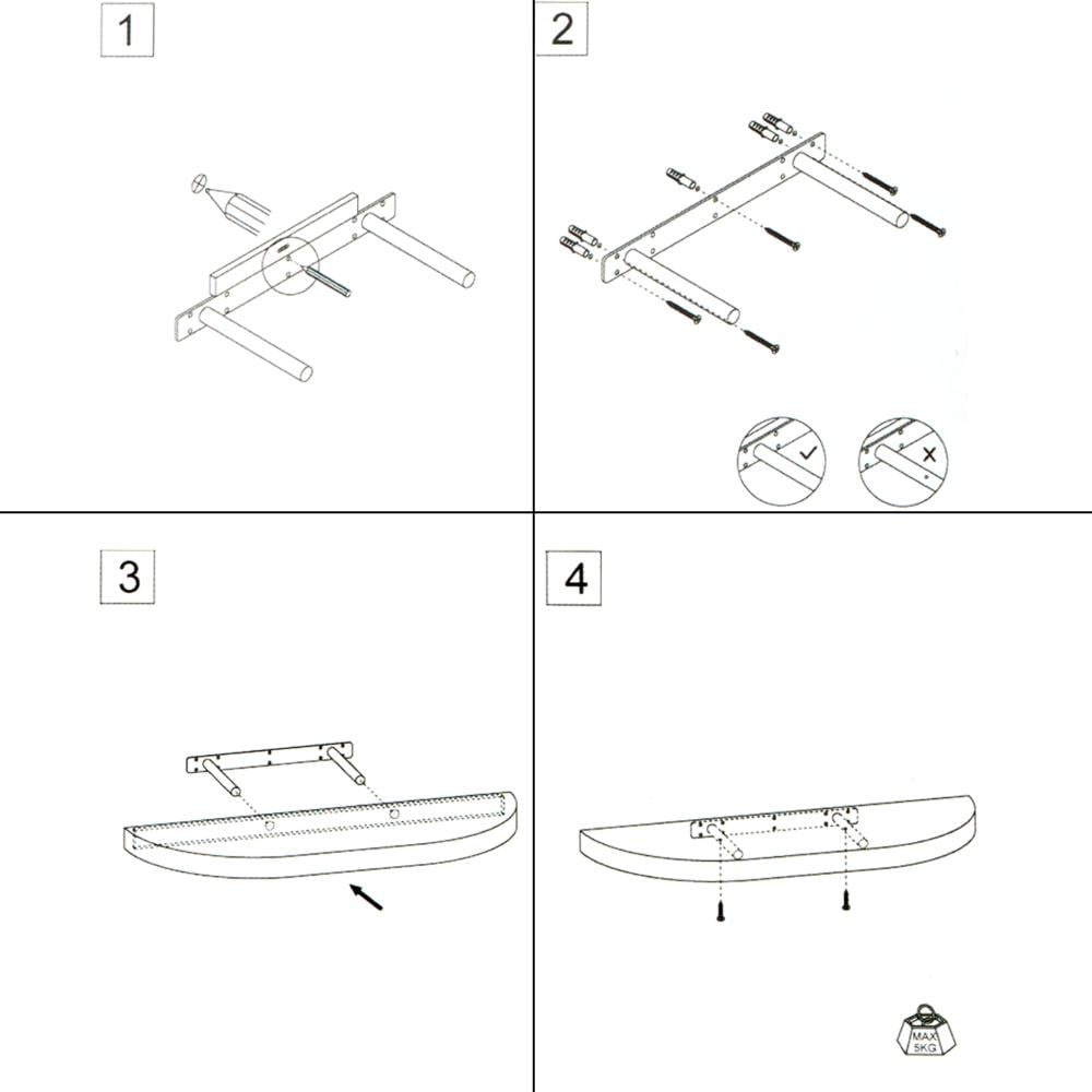 رف جداري نصف بيضاوي اسود