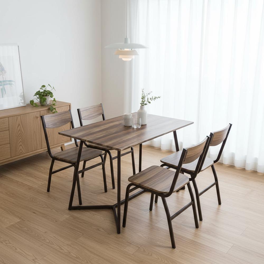 طاولة طعام خشبية مستطيلة تصميم مودرن مع 4 كراسي طاولة