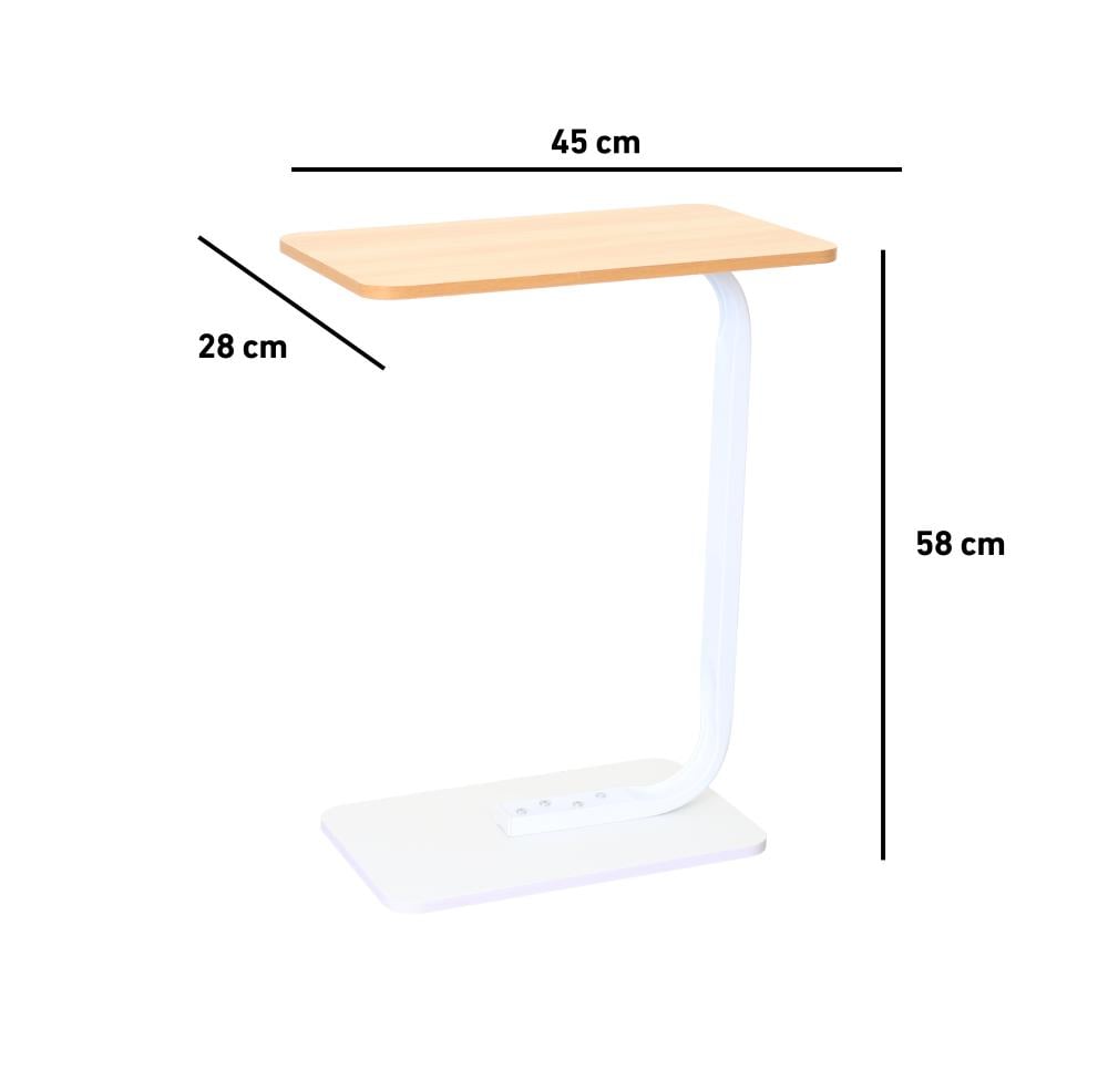 طاولة تقديم وخدمة فاخرة من الخشب بقاعدة معدنية - خشبي وابيض