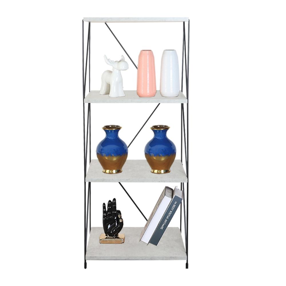 وحدة رفوف خشبية 4 ادوار خشب ماليزي لون رمادي