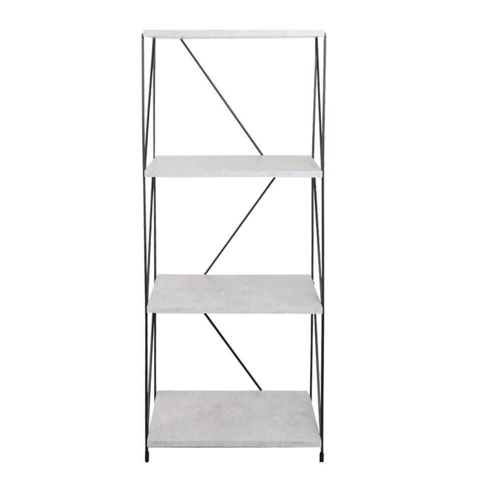 وحدة رفوف خشبية 4 ادوار خشب ماليزي لون رمادي