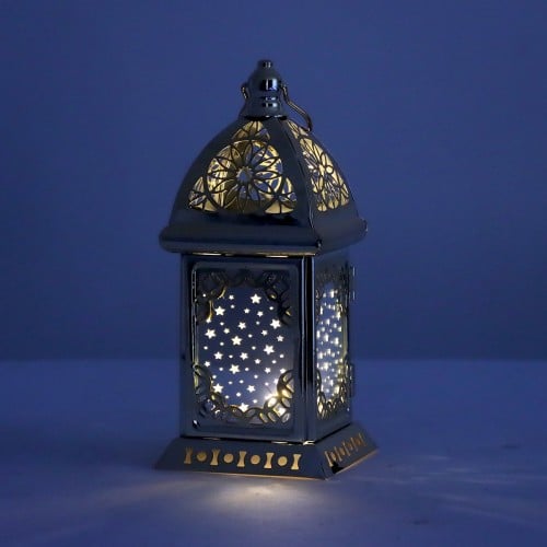 فانوس رمضاني جميل لون ذهبي مع إضاءة LED