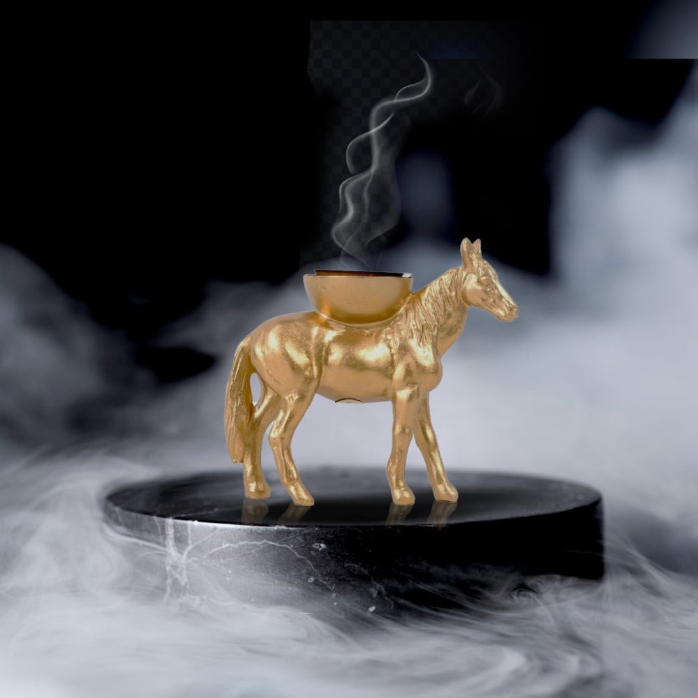 مباخر بولي شكل مجسم حصان باللون الذهبي