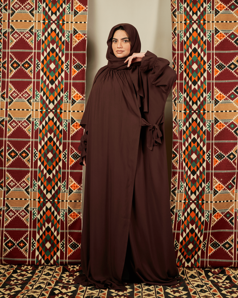 شرشف صلاة بني غامق - لف بربطة جانبية