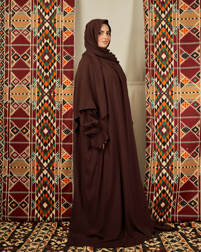 شرشف صلاة بني غامق - لف بربطة جانبية