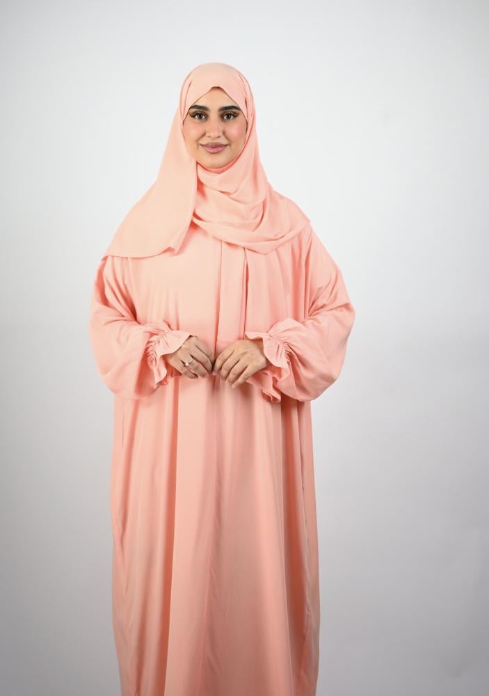 شرشف صلاة لون سيمون فاتح - بسحاب واكمام مطاطية