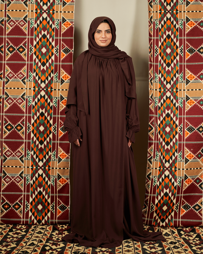 شرشف صلاة بني غامق - لف بربطة جانبية