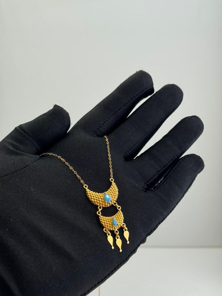 عقد ذهب الهلال الملكي الفيروزي- عيار21.