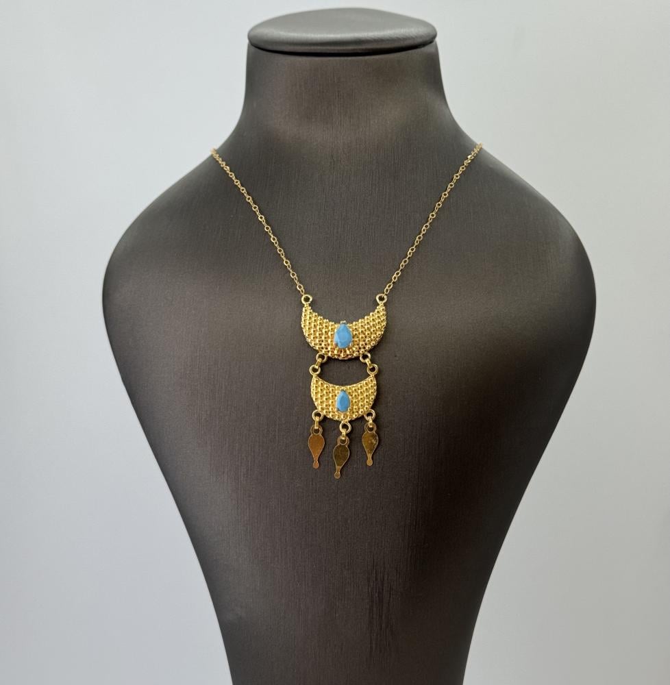 عقد ذهب الهلال الملكي الفيروزي- عيار21.