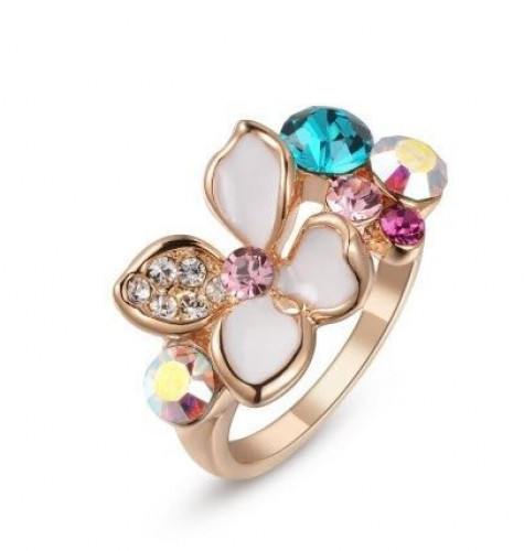 خاتم نسائي مطلي بالذهب مقاس 7.25 أمريكي