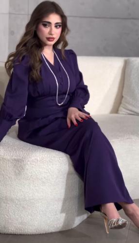 فستان بنفسجي الخامه كريب