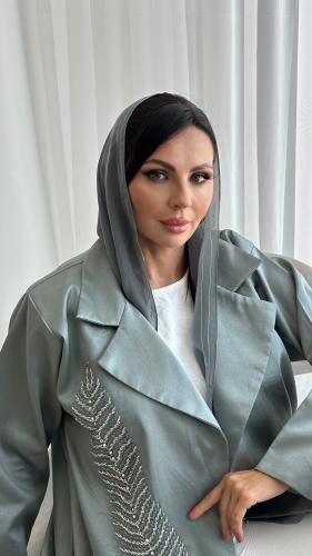 عباية قماش تفته ميكادو اخضر فاتح