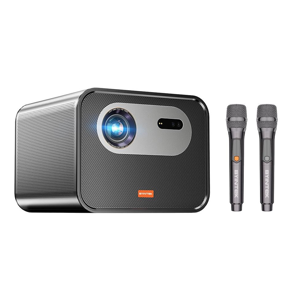 شاشة عرض بروجكتر منزلي باينتك ار 90 ماكس 300 بوصة مع 2 ميكروفون Byintek R90 Max Smart Projector