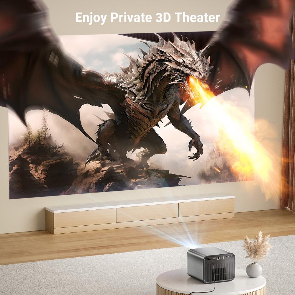 شاشة عرض بروجكتر منزلي باينتك ار 90 ماكس 300 بوصة مع 2 ميكروفون Byintek R90 Max Smart Projector