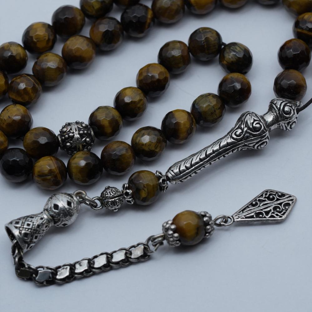 حجر تايقر طبيعي مع فضة دائري ألماس 8 MM