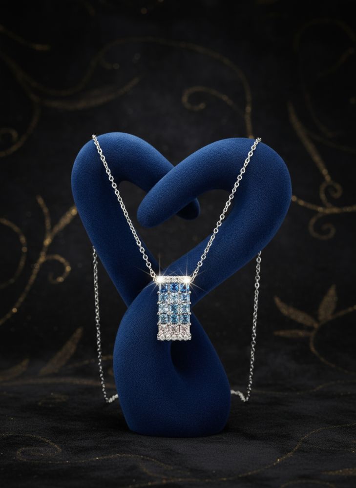 قلادة فضي متدرج اللون بأحجار الزركون – لمسة أنيقة من التدرج اللوني