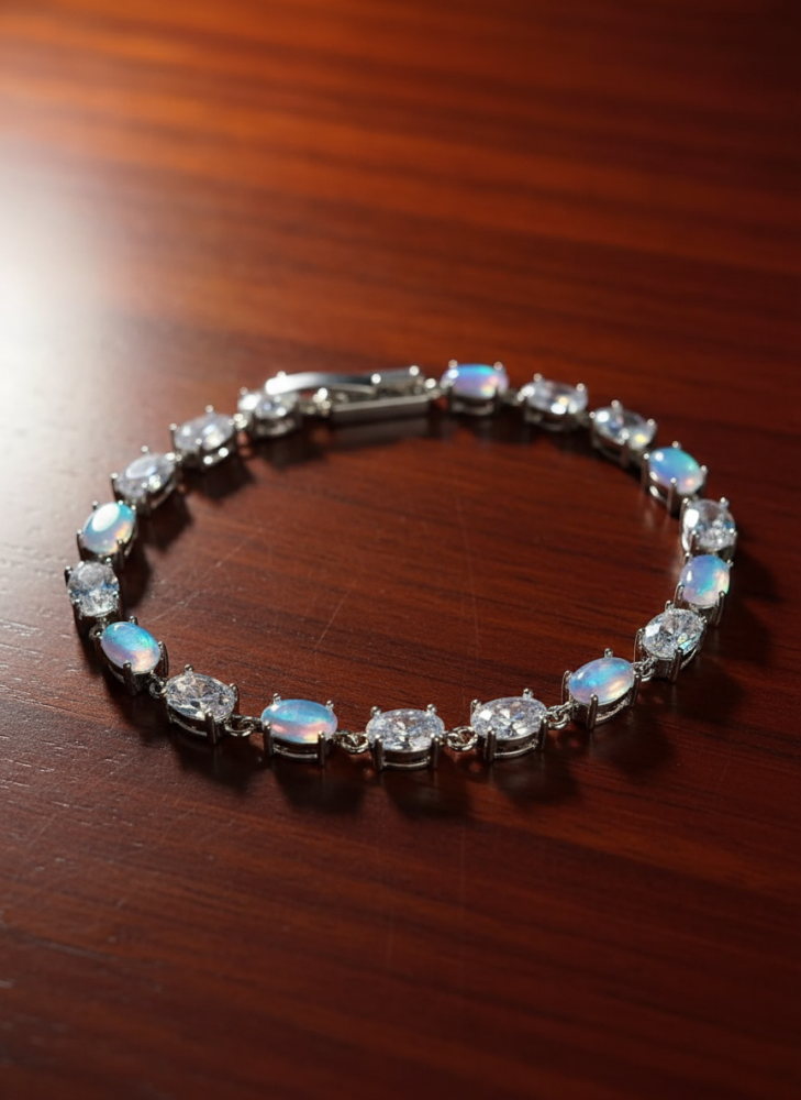 "سوار البيضاوي المتقزح – بريق يلمع وقلب يتوهج"