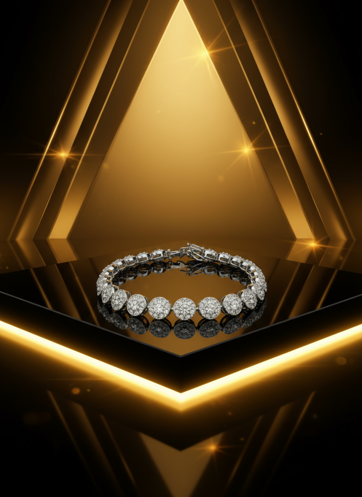 سوار فضي دائري فاخر مرصع بالزركون – بريق يلفت الأنظار