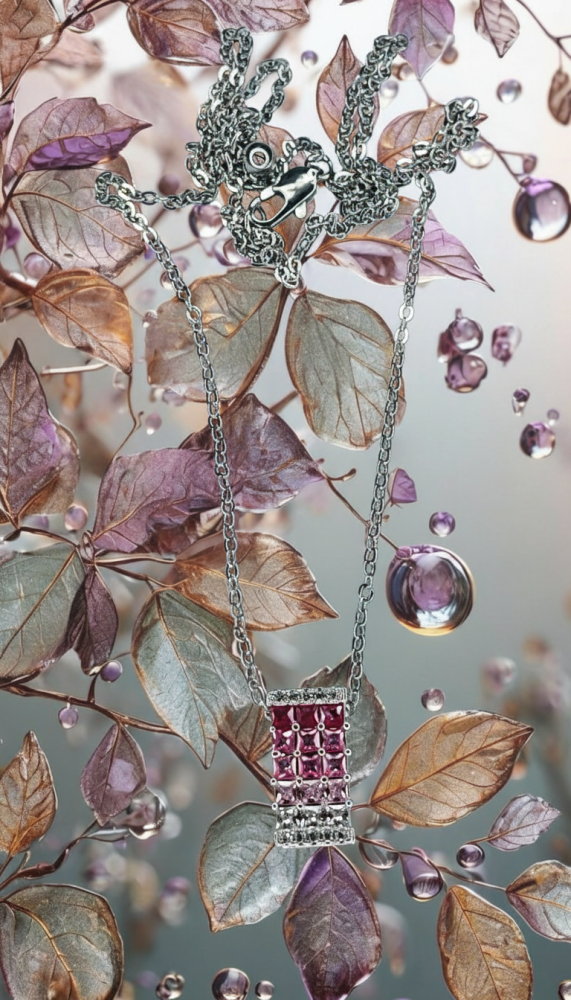 قلادة متدرجة اللون الفضي والاحمر – أناقة متقنة وتدرجات ساحرة