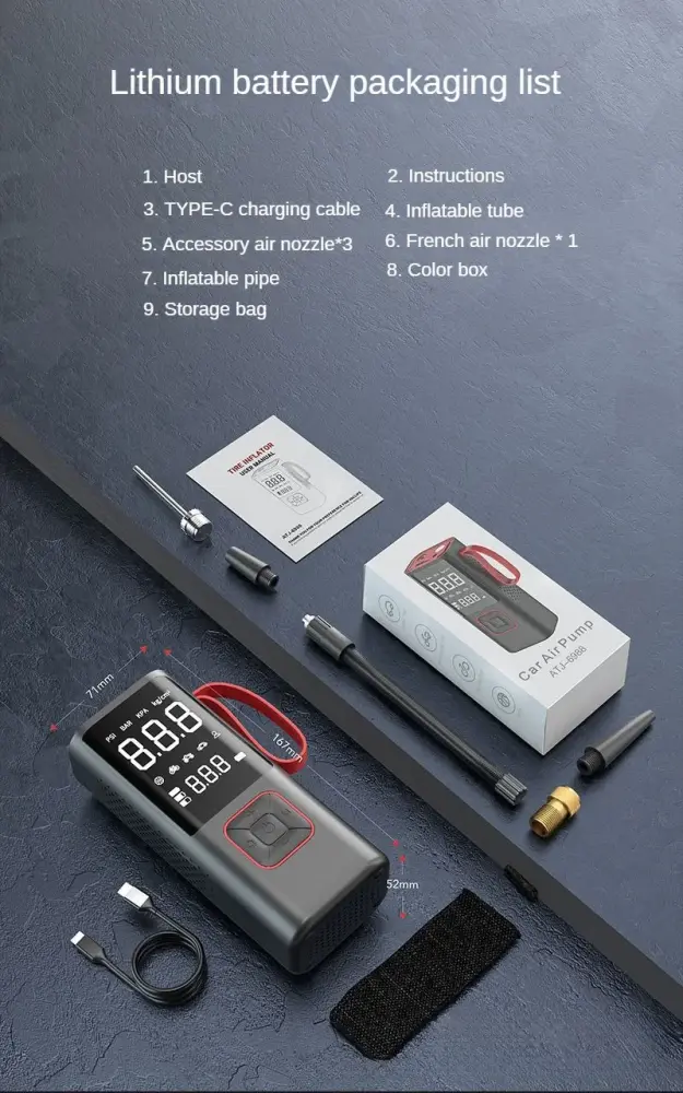 مضخة هواء سيارة لاسلكية ضاغط هواء محمول لسيارة دراجة نارية دراجة الكرة 150PSI منفاخ إطارات كهربائي مع شاشة ديجيتال