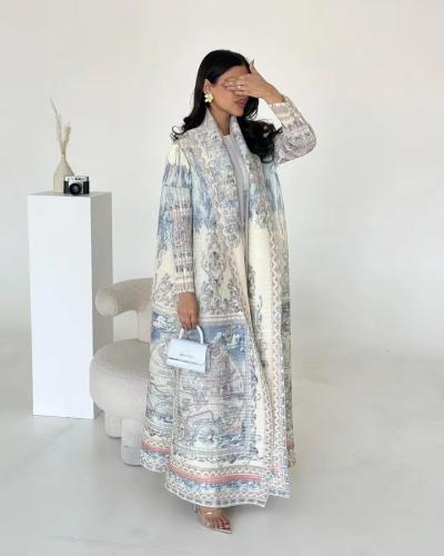 عباية 2025 مطوية مع وشاح وطباعة