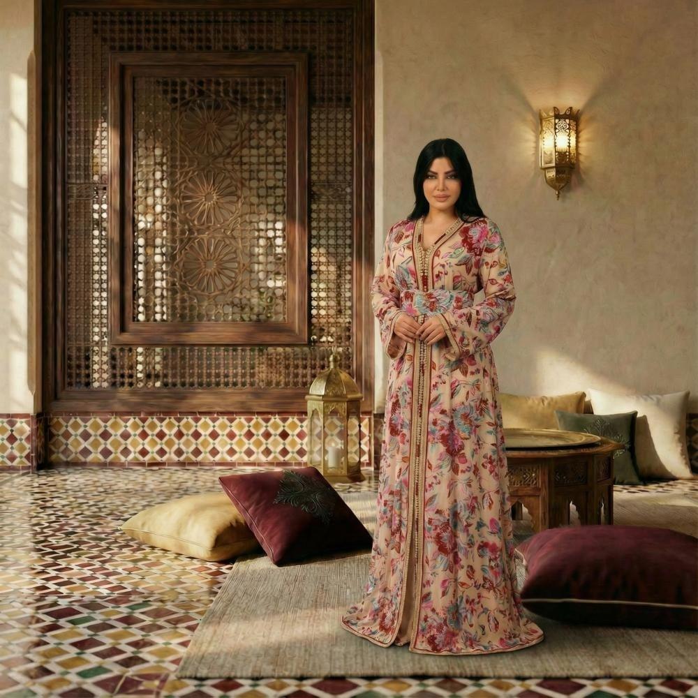 مواصفات قفطان برجندي مشجر كرستال