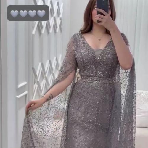 فستان راقيه القماش تل أصلي مطرز كمبيوتر وفصوص راقي...