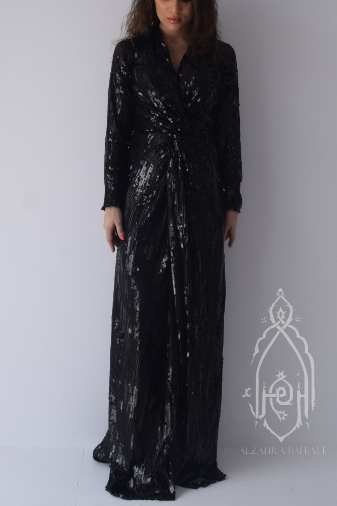 فستان سهرة ترتر أسود