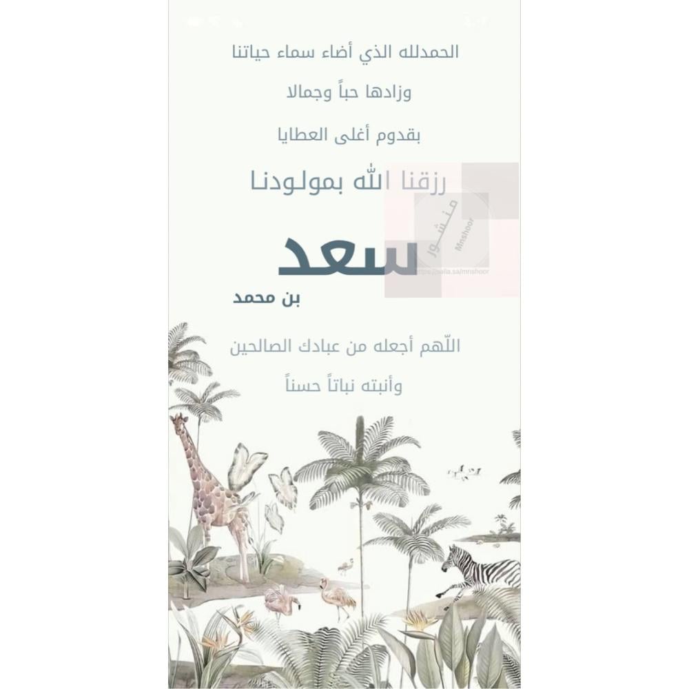 بشارة مولود إسم حسب الطلب