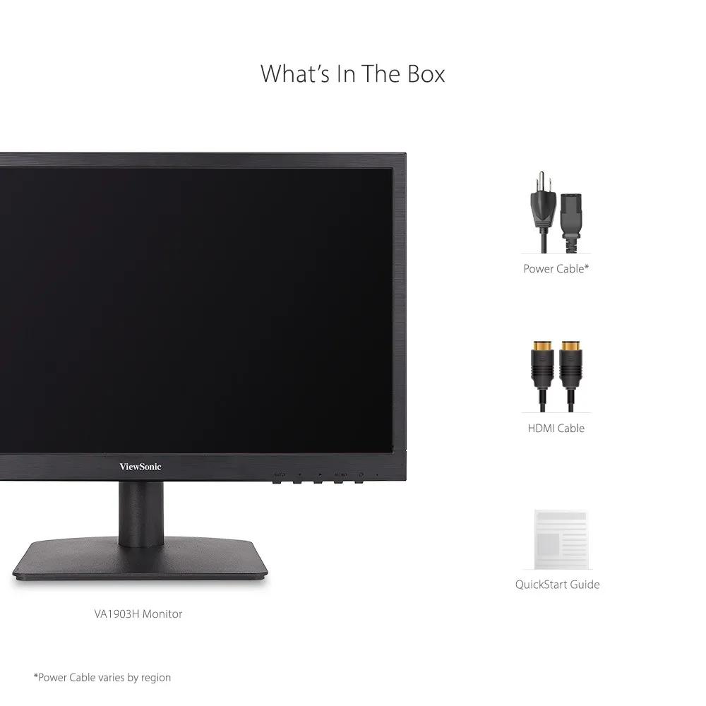 شاشة (view Sonic VA1903H) - 19 بوصة بدقة WXGA 1366x768 مع منافذ HDMI و VGA