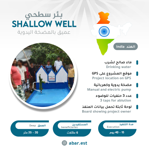 بئر سطحي عميق بالمضخة اليدوية الهند
