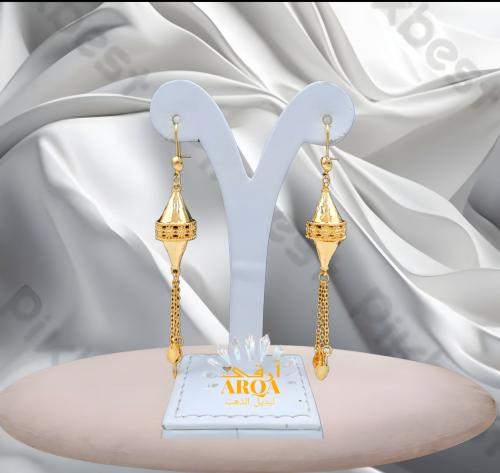 حلق مطلي ذهب تصميم مميز مطابق لذهب عيار 21