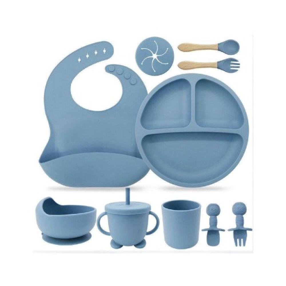طقم تغذية للأطفال 10 قطع سيليكون –لونين