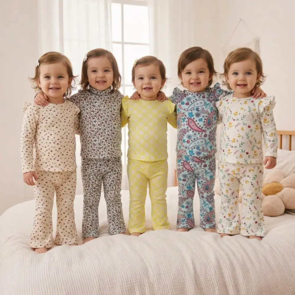 قطعتين ملابس أطفال بناتي قطني مريح