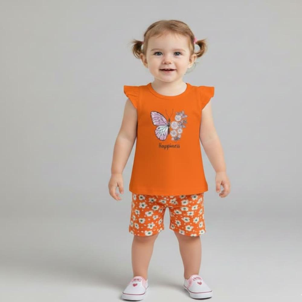 طقم اطفال قطعتين تي شيرت وشورت - عدة الوان