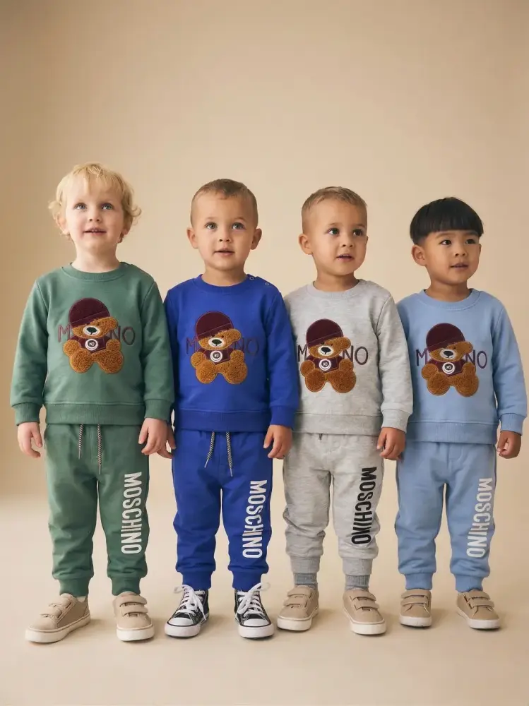 طقم أطفال قطعتين برسمة الدب - متعدد الالوان