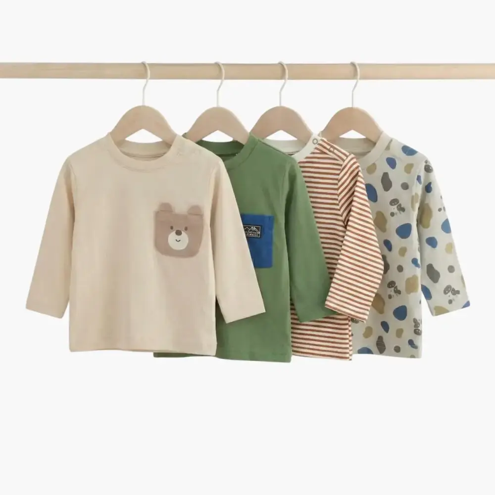 بلوزة أطفال قطنية بأكمام طويلة - عدة الوان