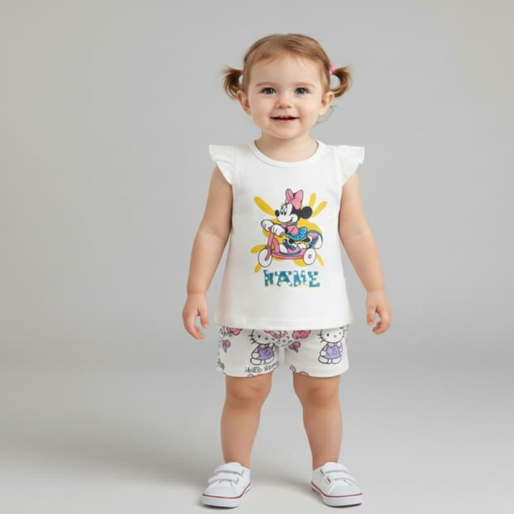 طقم اطفال قطعتين تي شيرت وشورت - عدة الوان