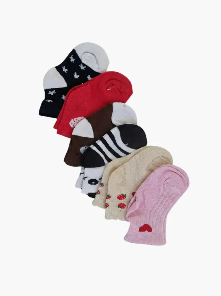 طقم جوارب أطفال ناعم (0–1 سنة) – 6 قطع بألوان ورسومات مميزة
