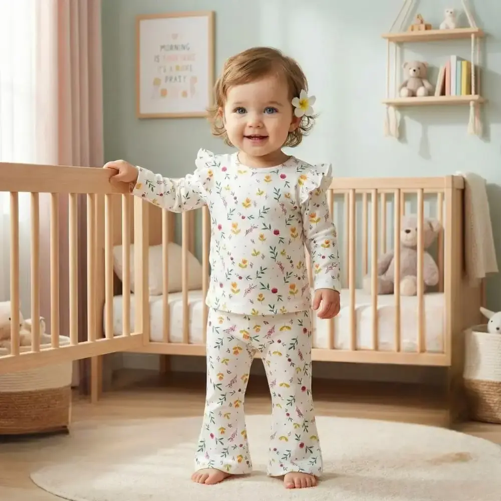 قطعتين ملابس أطفال بناتي قطني مريح