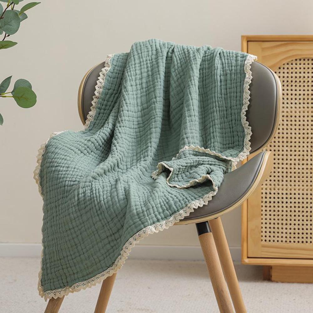 غطاء أطفال قطنية ناعمة بحواف دانتيل