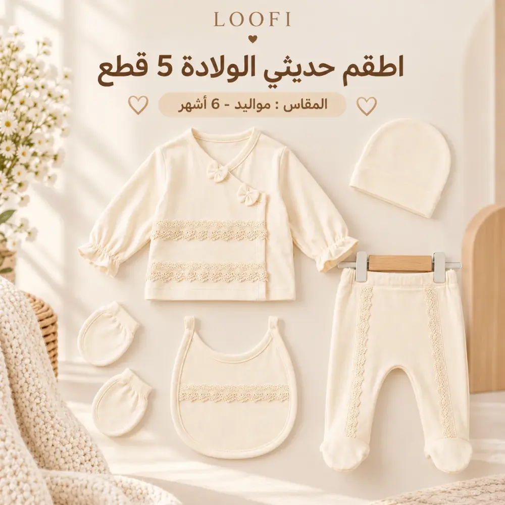 اطقم مواليد أولاد وبنات قطن ناعم (0-6 أشهر)