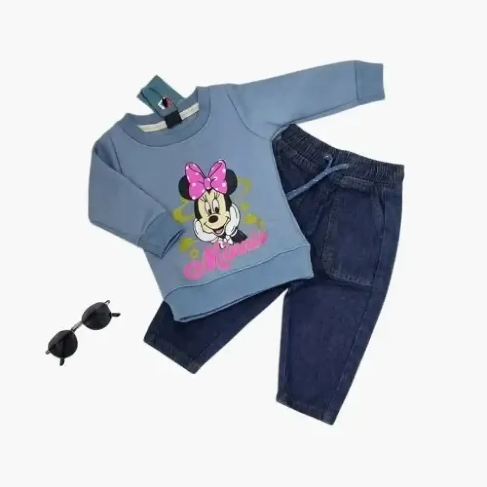 ملابس أطفال ميني ماوس – بلوزة قطن وبنطال جينز