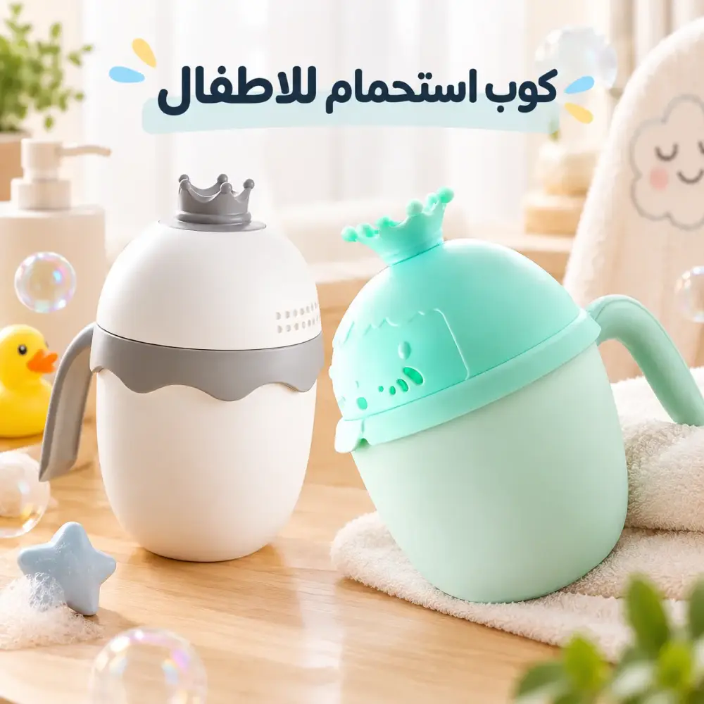 كوب استحمام للأطفال والمواليد بتصميم التاج - لونين