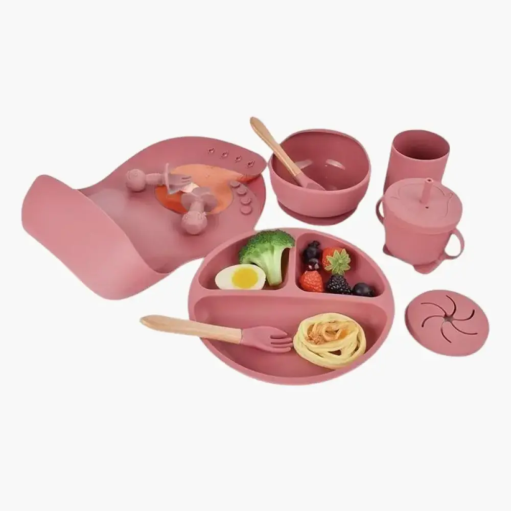 طقم تغذية للأطفال 10 قطع سيليكون –لونين